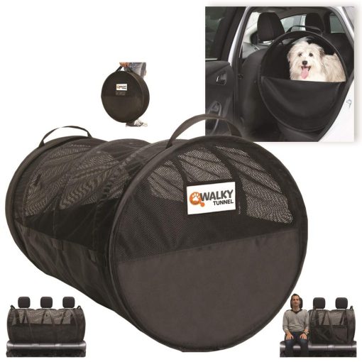 Tunel Pet Tube Walky, Jaula de Transporte para Mascotas en Auto, Barrera de Contencion para Mascotas en Automovil, Transportin de Mascotas Suave, Grande, 47" L x 24" de Diametro, Ajuste Universal