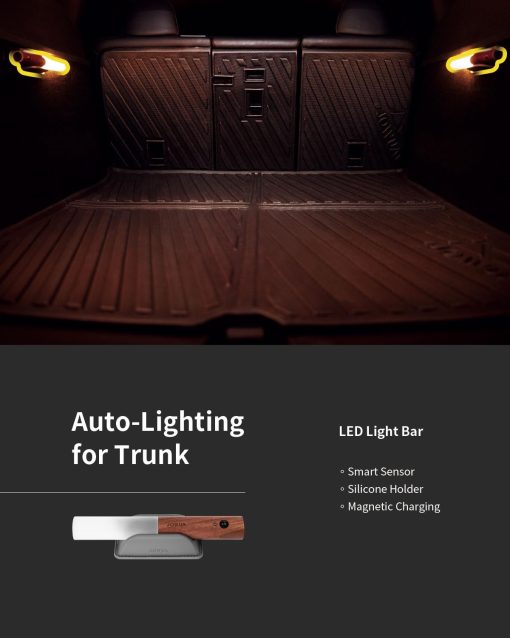 Juego de contenedores de almacenamiento para maletero para 5 asientos- Modelo completo de compartimento de maletero de alfombra para Model Y que incluye barra de luz LED y soporte para barra de luz LED - Imagen 8