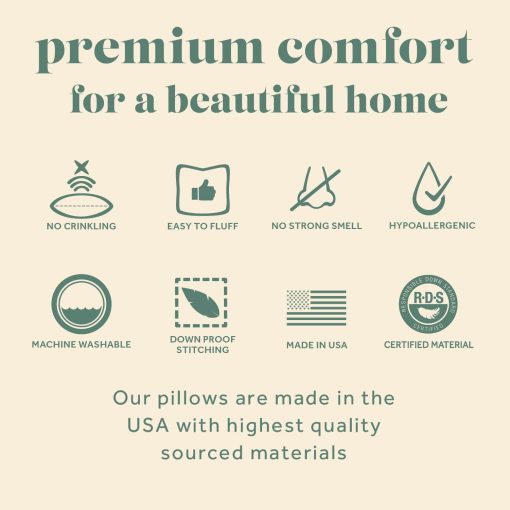 Almohada para dormir ComfyDown 50/50 de plumas y plumon ComfyDream con cubierta de algodon egipcio, fabricada en EE. UU., Tamaño King - Imagen 7