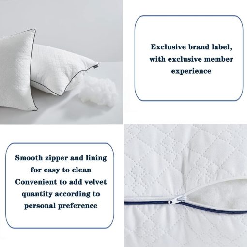 JSWF Almohadas para Dormir Tamano King 4 Pack - Ultra Suave y Esponjosa con Cremallera - Relleno Premium de Alternativa Suave Set de 4 para Durmientes de Espalda, Estomago o de Lado, Lavable a Maquina King (Paquete de 4) - Imagen 3