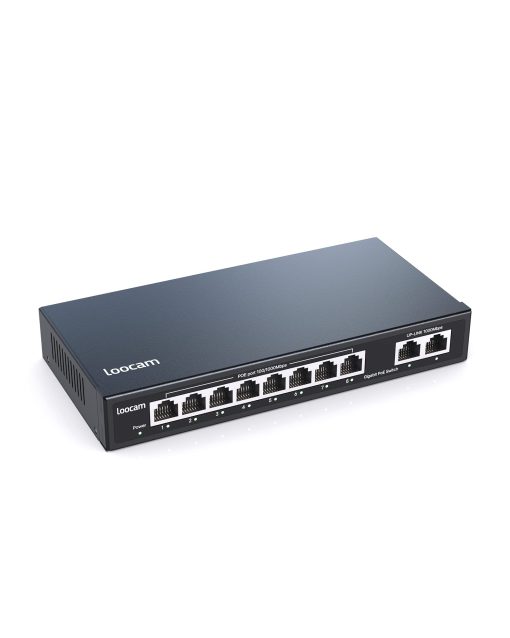 Switch PoE Gigabit de 8 Puertos con 2 Puertos de Uplink Gigabit, 96W para 8 Puertos PoE+ 1000Mbps, Interruptor de Red Ethernet No Administrado, Conectar y Usar