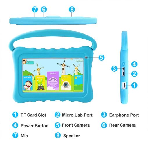 Tableta para ninos de 7 pulgadas Tableta para ninos Edicion Tableta con WiFi Doble camara Tableta para ninos de 32GB Android 10 con control parental Estuche a prueba de golpes Google Play YouTube Netflix (Azul) - Imagen 5