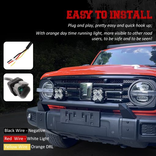 Faros LED Samman, Luces LED Cuadradas 4.6 pulgadas 72W 6000K Luces Off Road LED con DRL Amarillo para ATV UTV Pickup Truck Trailer, 2 Piezas - Imagen 7