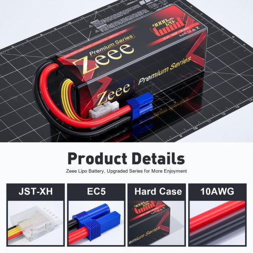 Bateria Lipo Zeee Serie Premium 4S 9000mAh 15.2V HV Lipo 120C con Estuche Duro y Conector EC5 para Coche RC Camion Tanque Modelos de Carreras (Paquete de 2) - Imagen 3