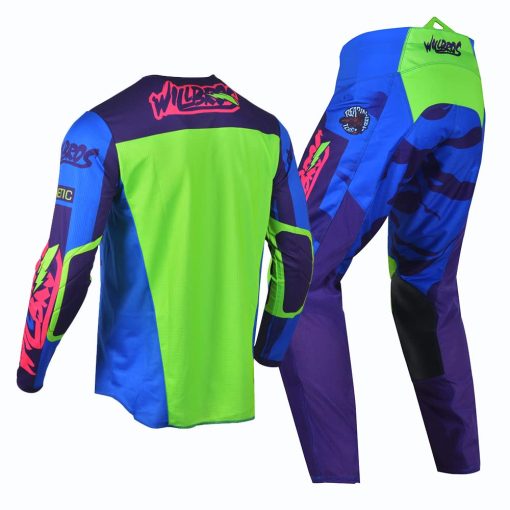 Conjunto de jersey y pantalon de motocross Willbros para hombres y mujeres - Equipo de carreras de motocross para Dirt Bike Offroad MX en color purpura (Jersey XXL Pantalones 38) - Imagen 4