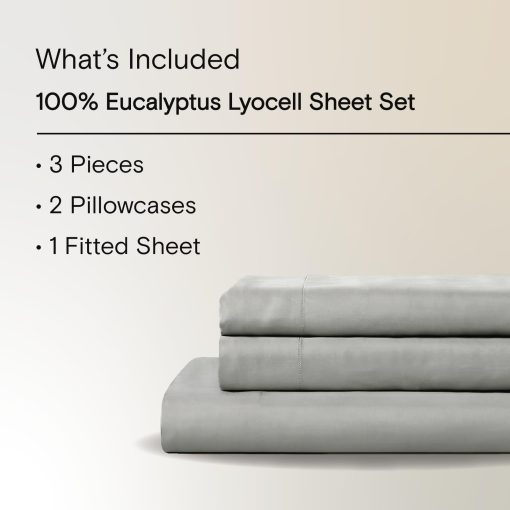 Juego de sabanas SIJO AiryWeight Tencel, 100% Lyocell derivado de Eucalipto, Suaves como la mantequilla, Ganador de las Mejores Sabanas Refrigerantes de 2022 segun Architectural Digest - 3 piezas - 2 fundas de almohada 1 ajustable (Dove, Cal King) - Imagen 2