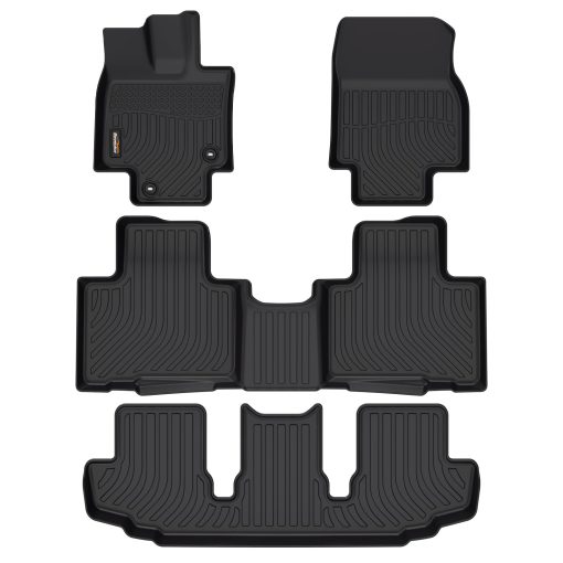 Tapetes Binmotor para Highlander 2024-2020 de 7 Asientos, Proteccion para Todo Clima, Tapetes de Automovil Resistentes, Juego Completo de Tapetes para Highlander-Negro Accesorios Highlander