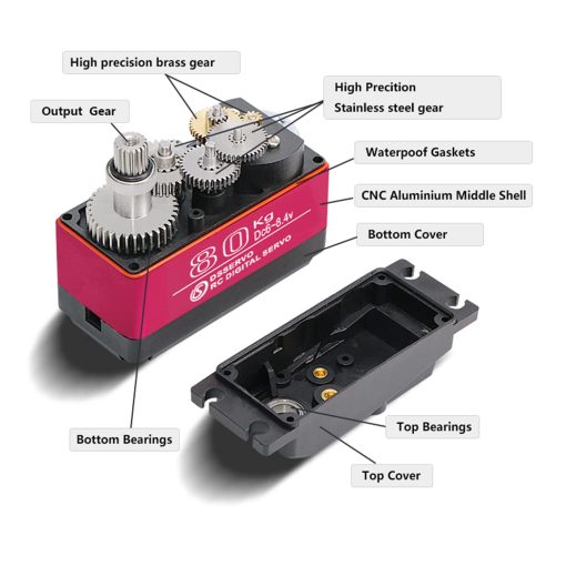 Servo Digital ZOSKAY 80KG 8.4V de Alto Voltaje Metal Gear Alto Torque Alta Velocidad Motor de Servo (270 Grados) - Imagen 3