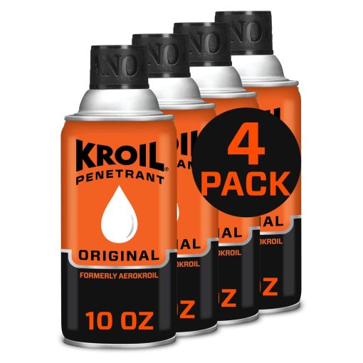 Aceite Penetrante Original Kroil (Aerosol Spray-Lata de 10 oz-Paquete de 4) | Penetrante para Pernos Oxidados, Metal, Bisagras, Cadenas, Piezas Moviles | Inhibidor de oxido y Corrosion (AZKS102C4)