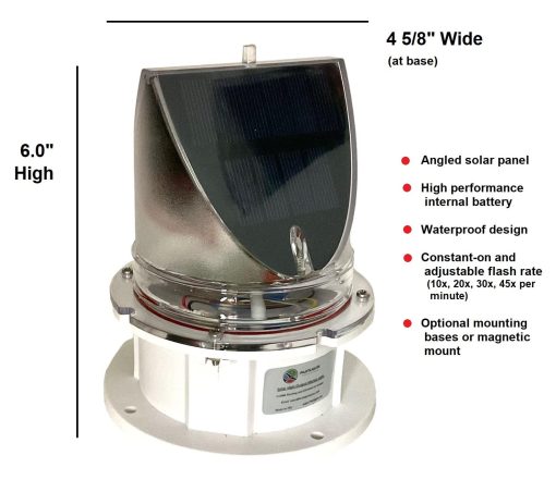 Luz de Advertencia Solar para Muelle 360 Grados - SNL-004-PRO - Super Brillante Luz LED Impermeable para Aplicaciones Marinas - Encendido Constante o Parpadeo Ajustable (VERDE) - Imagen 2