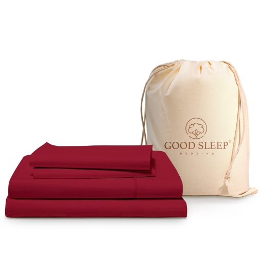 Juego de Sabanas California King en Borgona de 4 Piezas, 1000 TC Juego de Sabanas de Algodon Egipcio Cal King para Cama California King, Bolsillo Profundo de 16 Pulgadas - 1 Sabana Ajustable, 1 Sabana Plana y 2 Fundas de Almohada