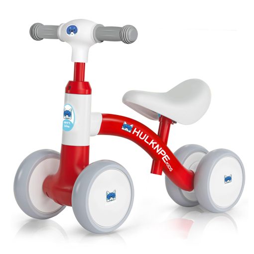 Bicicleta de Equilibrio para Bebes de 1 ano, para Ninos Ninas, 12-24 Meses, con 4 Ruedas, Asiento y Manillar Ajustables, Regalos de Primer Cumpleanos (Rojo)
