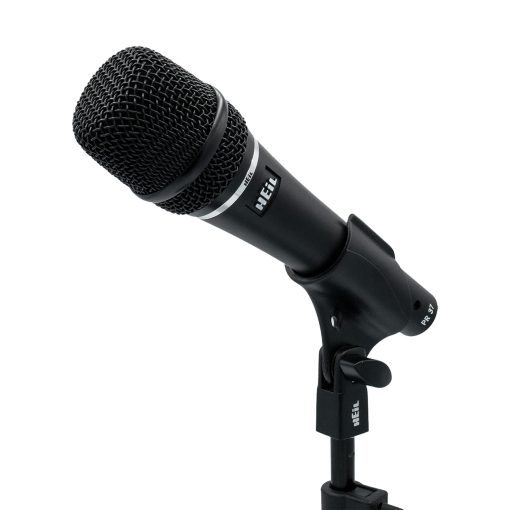 Microfono dinamico Heil PR 37 para aplicaciones en vivo, Microfono XLR para musica en vivo, Amplia respuesta de frecuencia, Sonido ultra claro, Rechazo de ruido trasero superior y construccion duradera - Negro