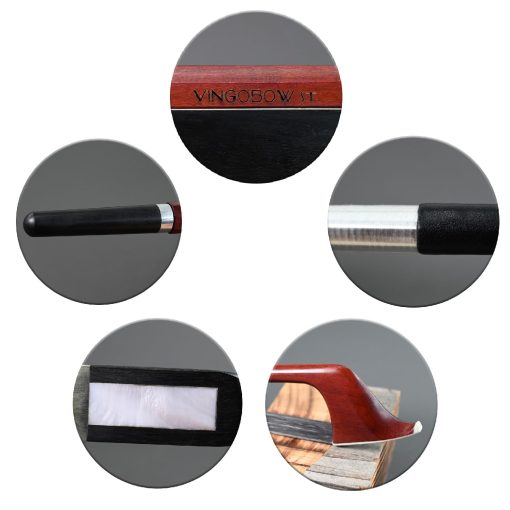Arco de Contrabajo Vertical 3/4 Tamano Modelo Aleman Palo de Brasil 300BGB 74cm Recto Afinador Suave ebano Rana Pelo de Caballo Negro Profundo y Claro Tono - Imagen 3