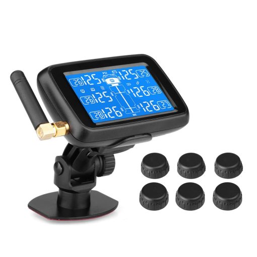 Sistema de Monitoreo de Presion de Neumaticos para RV B-Qtech para Remolque Camion Casa Rodante (0~215PSI) con 6 Sensores, TPMS Solar Alimentado por Energia Solar 5 Modos de Alarma Monitoreo en Tiempo Real del Sistema de Alarma de Presion de Neumaticos