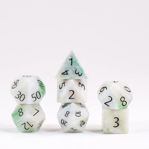 Set de Dados DND FanRoll de Metallic Dice Games 16mm en Piedra: Grabado en Jade, Dados de Juego de Rol para Dungeons and Dragons