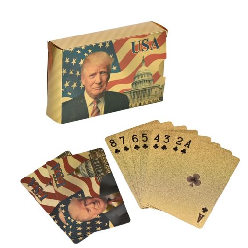 AINYROSE 10 Pack Cartas de Juego de Donald Trump - Cartas de Poker Plateadas y Doradas con Bano de Oro para Juegos de Mesa Buen Regalo para Amigos, Hombres, Novios (Oro) - Imagen 6