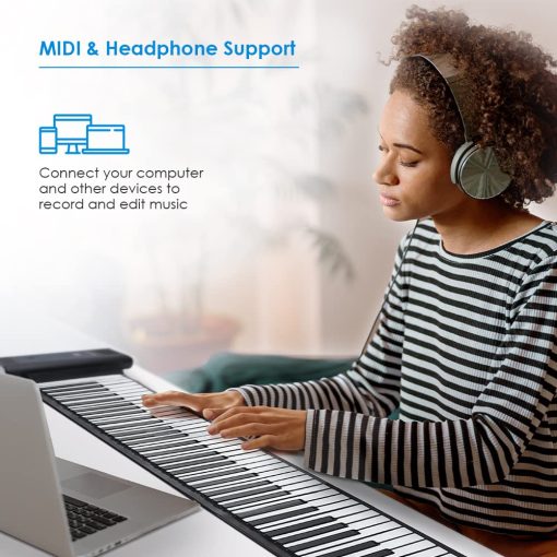 Teclado de Piano Plegable Portatil con Pedal | 61 Teclas | Regalos Musicales para Mujeres Hombres Ninas Ninos | Set de Regalo de Juguetes Educativos | Piano Digital para Principiantes - Imagen 5