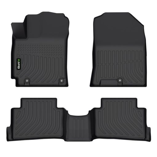 Tapetes para piso HAFIDI personalizados para Hyundai Kona 2018-2023 / Kona N 2022-2023 (No Modelos Electricos) Proteccion para todas las estaciones TPE Accesorios de Conjunto Completo para Forros de Piso Automotrices de Alta Resistencia para Frente y 2da Fila, Negro