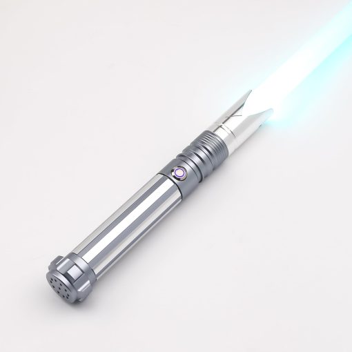 Sable de Luz Pesado para Adultos Duelo Suave Fx Lightsabers Recargable Metal Hilt 12 Colores 16 Sonidos Sables de Luz Fiesta de Halloween Accesorios de Cosplay (Gris)