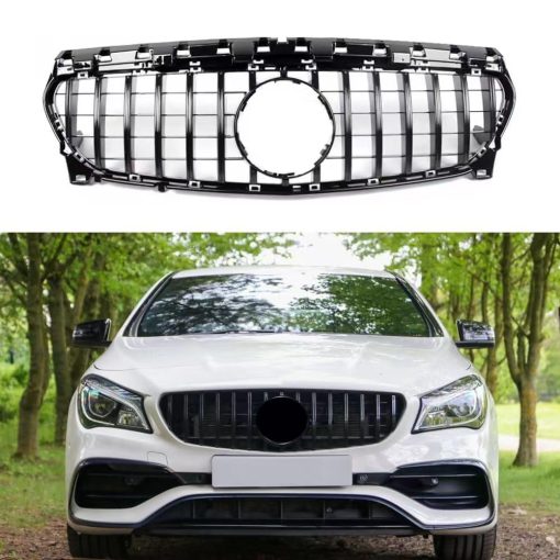 Parrilla SINSOCJ W117, Estilo GT Rejilla Frontal de Parachoques para Mercedes Benz W117 CLA Class CLA200 CLA250 CLA45 AMG 2014-2019 (Negro Brillante)