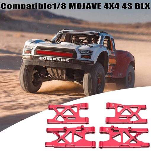 Brazos de suspension delanteros y traseros de aluminio GLOBACT para 1/8 ARRMA MOJAVE 4X4 4S BLX Piezas de actualizacion Reemplazar Arrma ARA330789 ARA330790 (Rojo) - Imagen 2
