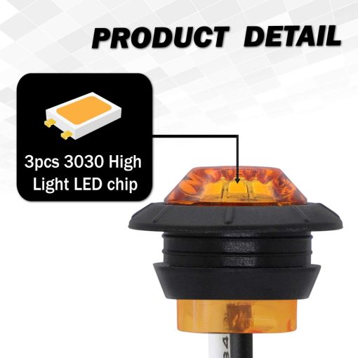 Mini Luz Indicadora de Senal de 3/4 de Pulgada Redonda Meerkatt para Barco Autobus Remolque Camion Camion con Empaques y Enchufe 12V DC Luz/Lente ambar Impermeable Pack de 100 - Imagen 7