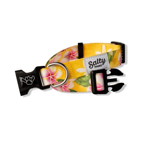 Collar para Perros Shaka's Salty Paws para Nino y Nina Pequeno Mediano Grande (Collar para Perros Pequeno Ajustable 10-16" para Perros de hasta 25 lbs, Tropical Amarillo Hawaiian Collar para Perro) - Imagen 2