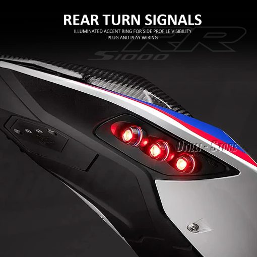 Luces indicadoras de giro traseras LED para motocicleta para BMW S1000RR 2020-2022 Luces intermitentes de senalizacion de giro de motocicleta Luces traseras de reemplazo (Negro) - Imagen 4