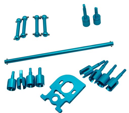 Upgrade Compatible with Tamiya TT01 TT-01 RC Car Suspension Arm & Drive Shaft & DogBone & Steering Knuckles Carrier & Shell Body Post Motor Mount Parts(Blue) - Imagen 5