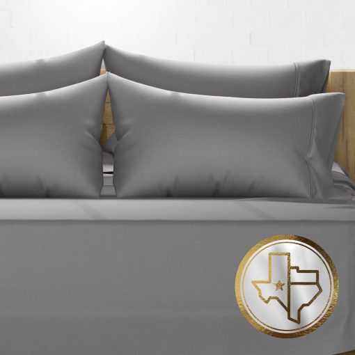 Juego de sabanas de lujo TEXAS LINEN CO. de algodon egipcio de tamano queen - 1000 hilos, 6 piezas con 4 fundas de almohada, suaves, tejido de saten refrescante de sabanas egipcias - Se adapta hasta un bolsillo profundo de 18 pulgadas - Gris Oscuro