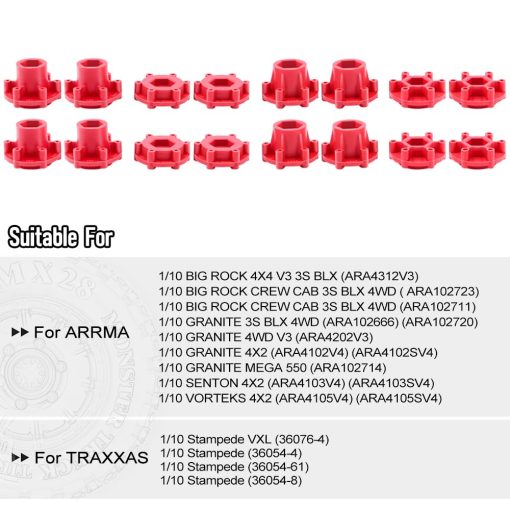 Neumaticos GLOBACT MX28 2.8" para Camiones RC a Escala 1/10 con Llantas con Hexagono de 12 mm y 14 mm Reemplazables para ARRMA Big Rock Granite VORTEKS 3S TRAXXAS Stampede Rustler (4PCS) - Imagen 2
