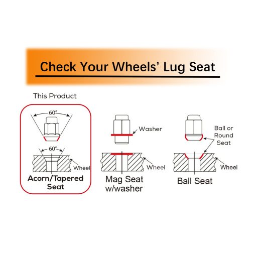 Tuercas de puas M14x1.5 de TCP Hardware Group con asiento conico | 3/4" 19mm Hex 4.4x0.9" Tuercas de rueda cromadas compatibles con Chevy Silverado F-250 F350 Expedition F-150 Ram 1500, juego de 24 - Imagen 6