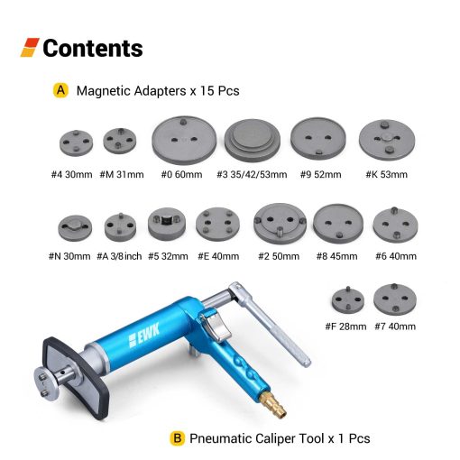 EWK 16 Pcs Pneumatic Brake Caliper Compression Tool Brake Piston Wind Back Air Retractor - Imagen 2