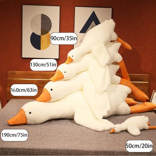 Peluche de ganso blanco gigante - 75 pulgadas Suave Peluche de Cisne Animal de Peluche Almohada, Enorme Peluche de Ganso Abrazador Regalos para Todas las Edades (75 pulgadas) - Imagen 2