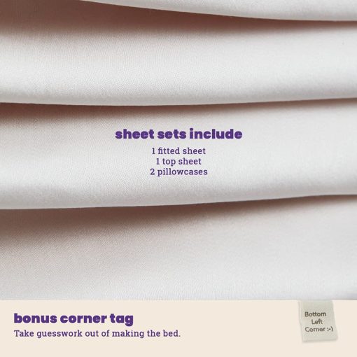 Juego de sabanas 100% Lyocell de Eucalipto Sheets & Giggles - Todo Temporada, Hecho de manera responsable, Naturalmente Refrescante, Super Suave, Absorbe la Humedad, Equilibrio de Temperatura, Vegano - Full, Perla - Imagen 7
