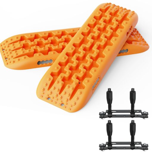 Tablas de Traccion para Recuperacion ALL-TOP, 2PCS & Kit de Montaje, Pistas Flexibles Reforzadas para Friccion de Neumaticos Todoterreno (3rd Gen, Naranja)