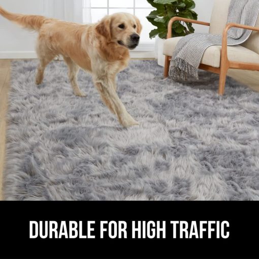 Tapete de Felpa de Pelo Sintetico Gorilla Grip, 4x6, Lavable a Maquina, Alfombras Esponjosas de Pelo Suave con Base de Goma, Alfombras Mullidas para Guarderia de Bebes, Dormitorio, Sala de Estar, Alfombra de Pelo, Decoracion del Hogar de Lujo, Gris - Imagen 8