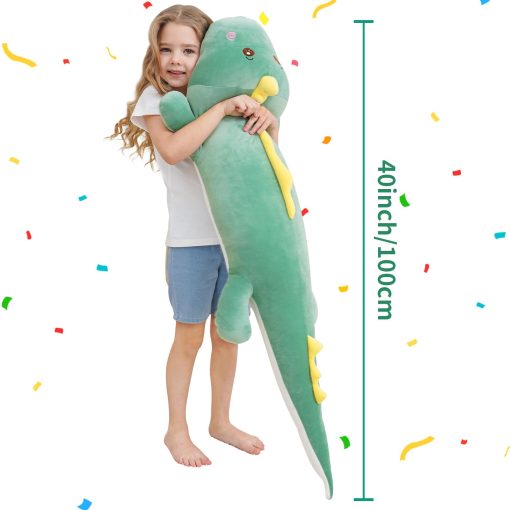 Peluche de dinosaurio gigante de 40 pulgadas, almohada suave de cuerpo de dinosaurio, juguetes de peluche lindos de 3.3 pies de altura, regalos para ninas ninos en Halloween, Navidad, Accion de Gracias, Cumpleanos - Imagen 7