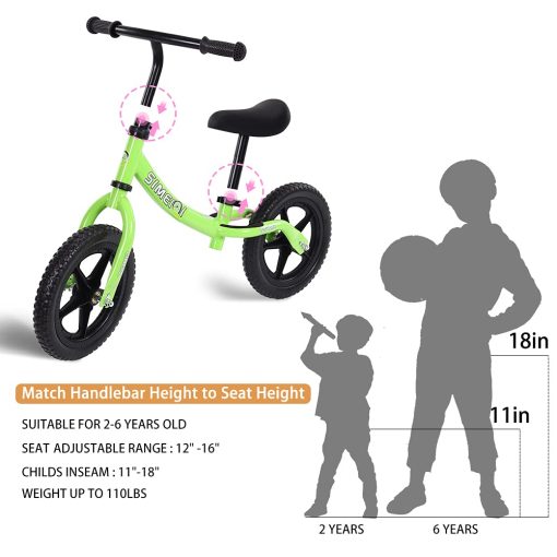 Bicicleta de Equilibrio SIMEIQI de 12" para Ninos y Ninas de 2 a 5 Anos Sin Pedales Bicicleta de Entrenamiento de Equilibrio para Ninos Pequenos - Imagen 3