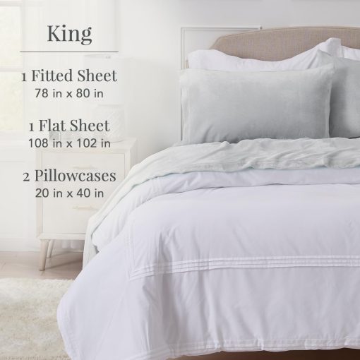 Juego de Sabanas de Microfleece Ultra Suave NY Loft con Bolsillos Extra Profundos | Juego de Sabanas de Terciopelo Extra Suave | Super Mimoso de Polar Fleece | Terciopelo Plush Calido y Acogedor | King - Gris Claro - Imagen 2