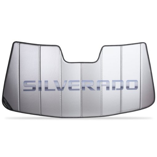 Parasol para parabrisas Chevy Truck Silverado - Ajuste personalizado estilo acordeon aislado Plegable Plateado para camiones Chevrolet (2014-2019 Sin Salida de Carril)