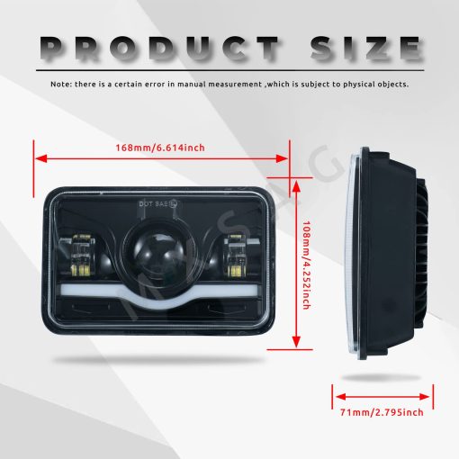 Faros Frontales Cuadrados Blancos HI/LO Beam Compatible con Dodge Challenger/Charger/Dar Chevrolet Chevelle/Corvette/Nova Ford Galaxie Oldsmobile Cutlas Pontiac GTO Barracuda 4 unidades 4" x 6" - Imagen 4