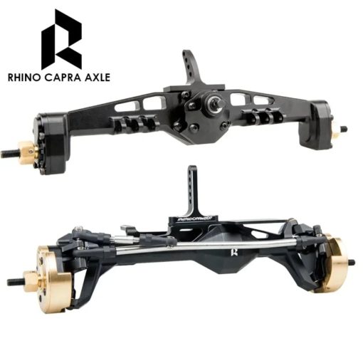 Set de Ejes delanteros y traseros de metal completo Rhino Capra para Coche Crawler RC 1/10 Axial SCX10 I SCX10 II Redcat GEN8 RGT EX86100 (Color Negro) - Imagen 4