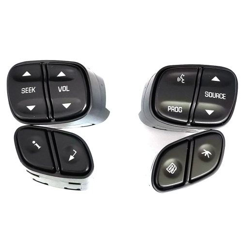 DEVMO 4pcs Boton de Control del Volante Compatible con Chevy Silverado Suburban Tahoe Avalanche GMC Sierra Yukon Cadillac Escalade y Mas Reemplaza# 21997738, 21997739, 1999442, 1999443 - Imagen 2
