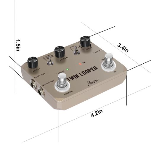 Estacion de Loop Twin Rowin Pedal de Efecto de Guitarra Electrica para Guitarristas Dorado - Imagen 6