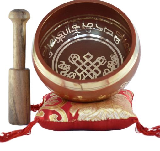 Conjunto de Cuenco Cantante con palo y cojin gratis por Nepalese Handicraft Zone (Rojo) - Imagen 2