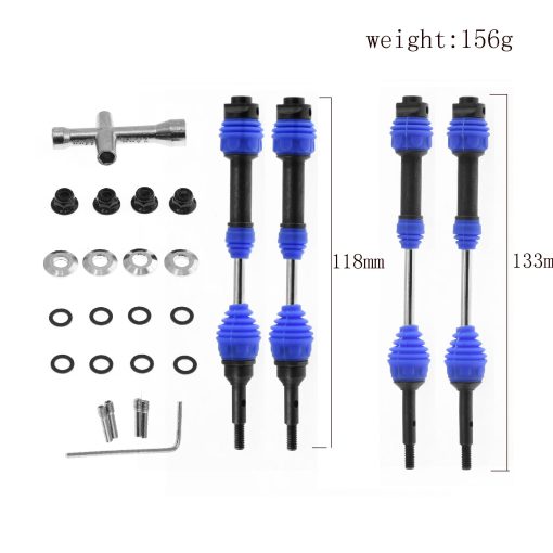 Eje de transmision mejorado de acero 40Cr delantero y trasero para RC 1/10 Traxxas Slash 4x4 Rustler VXL 4X4 Stampede VXL 4X4 Piezas de actualizacion (Azul Oscuro) - Imagen 2