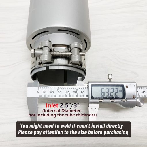 Kipalm Silenciador de escape de acero inoxidable mate para automovil, abrazadera de escape de tubo de escape para soldar o montar a presion (entrada ID 2.5"-salida OD 4") - Imagen 3