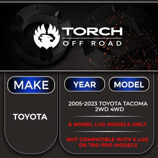 TORCH Kit de Elevacion 3" Delantero 2" Trasero para Toyota Tacoma 2WD 4WD TRD SR5 - Modelos con Patron de Pernos de Rueda de 6 Llantas unicamente - Imagen 2